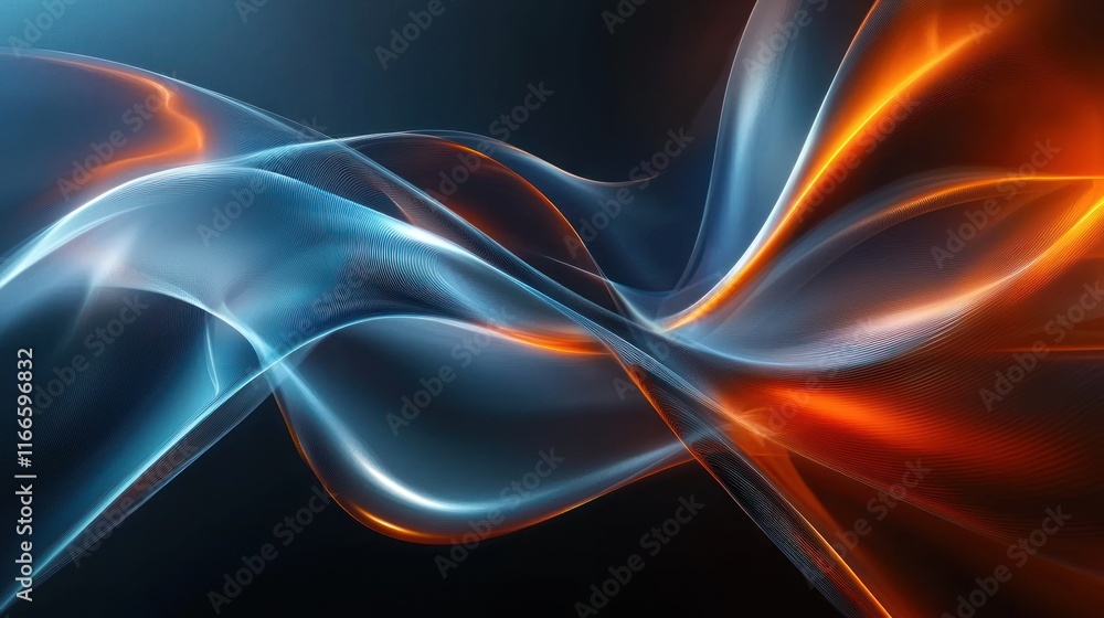 Naklejka premium Abstract Blue and Orange Energy Flow: A Digital Art Masterpiece