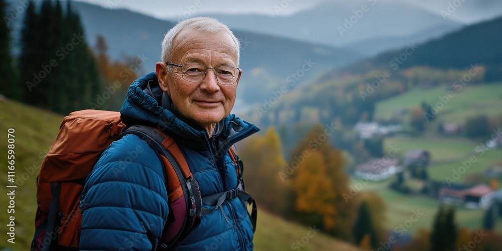 Man hiking on mountain Man hiking on mountain
