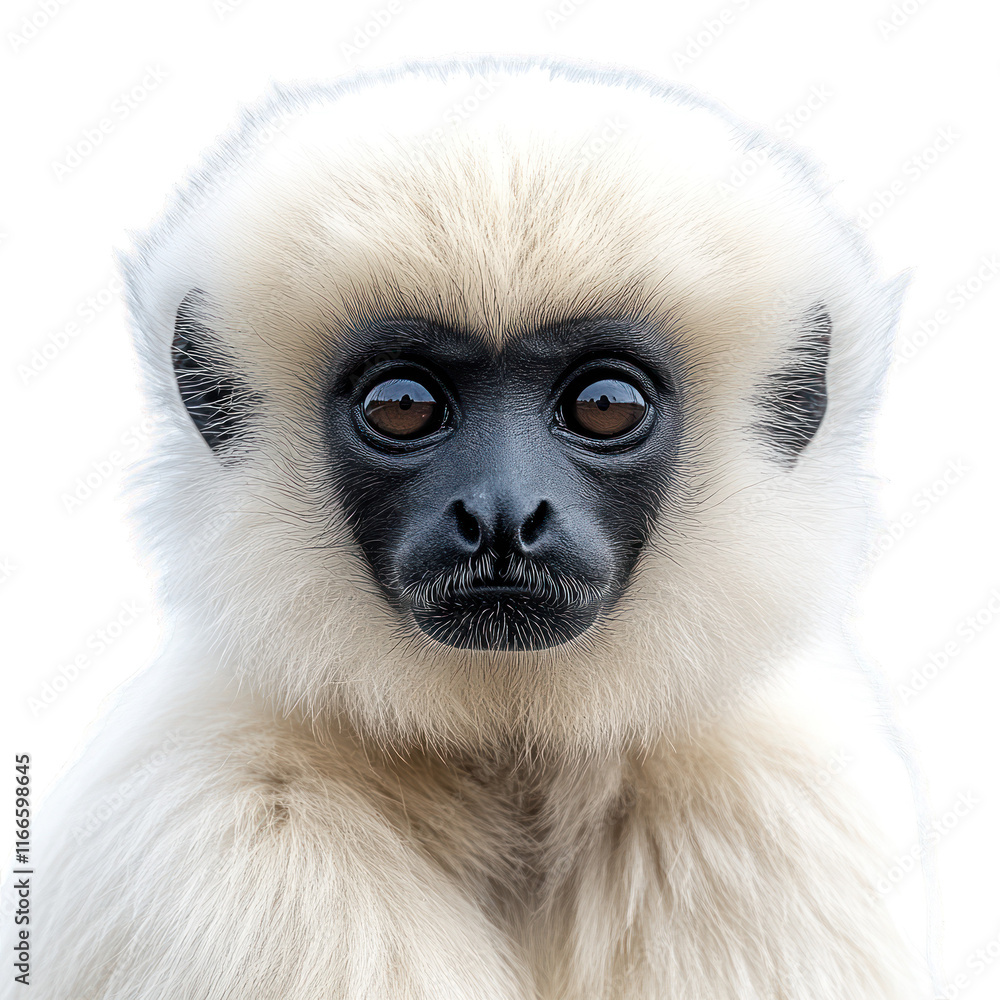 Obraz premium Close-up of a white-furred monkey with a black face.