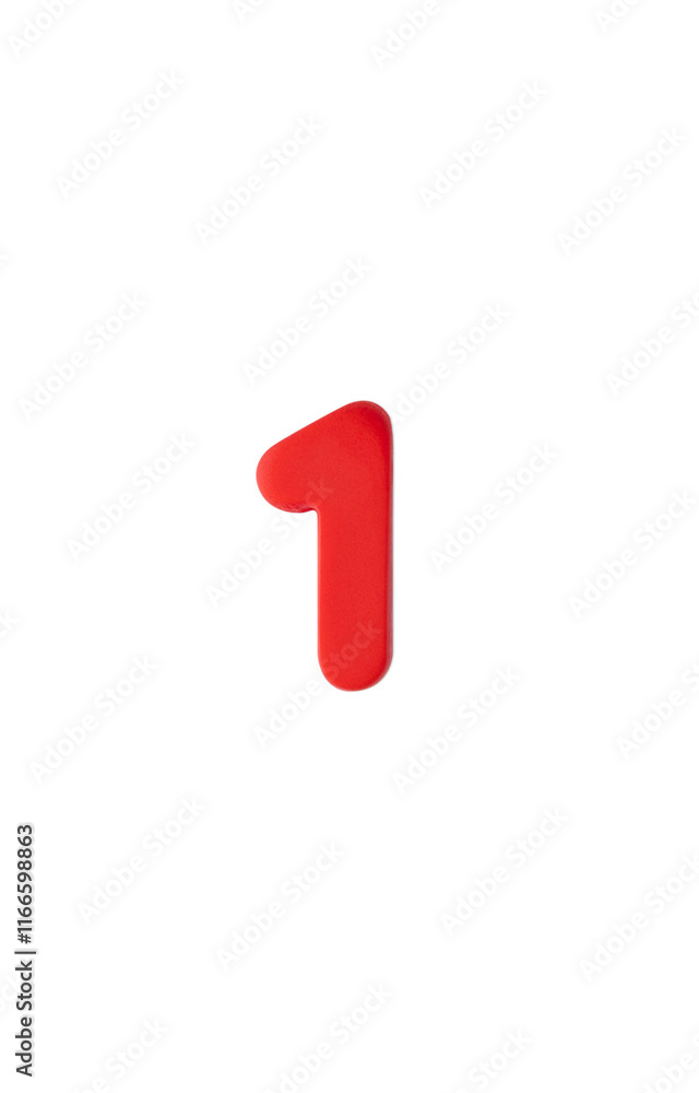 Number 1 colored clay. red Number 1 colored clay. red