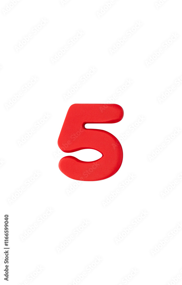 Number 5 colored clay. red Number 5 colored clay. red