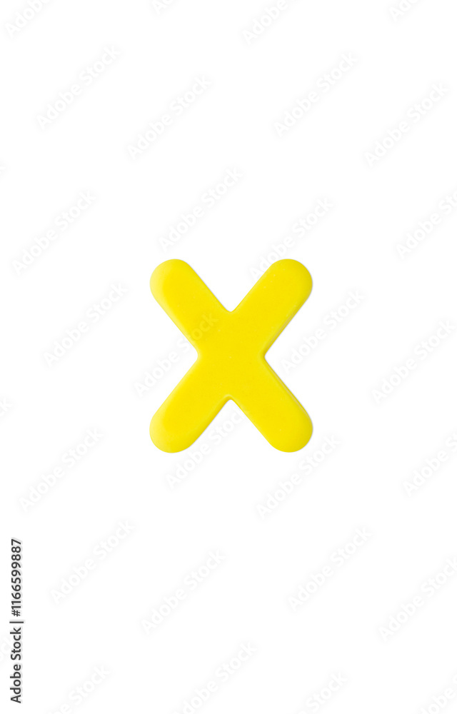 Obraz premium Three-dimensional multiplication symbol. yellow