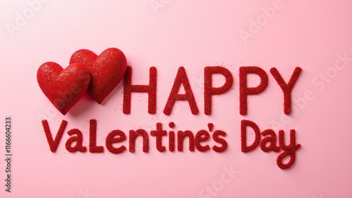 Wallpaper Mural Happy Valentine's Day with Red Hearts. Romantic and Festive Greeting Card. Torontodigital.ca