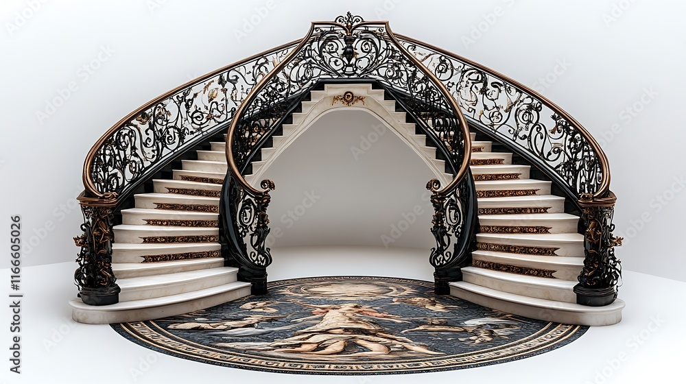 Fototapeta premium Elegant double staircase design luxurious interior architecture