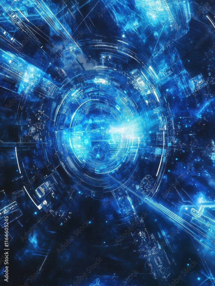 Fototapeta premium Digital blue background image with technology symbols