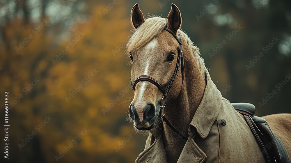 Majestic Palomino Horse in Autumn Woods Majestic Palomino Horse in Autumn Woods
