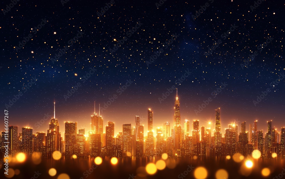 A stunning city skyline illuminated against a starry night sky, showcasing bright lights and a vibrant urban atmosphere. A stunning city skyline illuminated against a starry night sky, showcasing bright lights and a vibrant urban atmosphere.