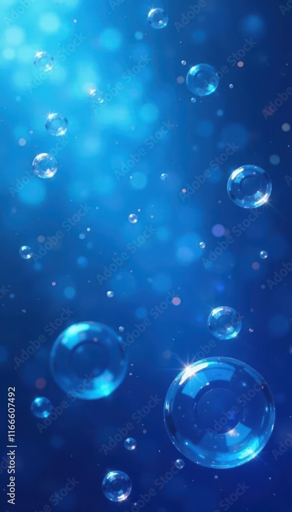 Abstract blue backdrop, ethereal floating bubbles, close-up, gradient, element Abstract blue backdrop, ethereal floating bubbles, close-up, gradient, element