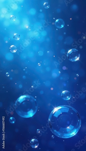 Wallpaper Mural Abstract blue backdrop, ethereal floating bubbles, close-up, gradient, element Torontodigital.ca
