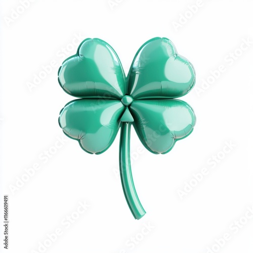 A shiny green balloon shaped like a four-leaf clover, symbolizing luck and St. Patrick's Day celebrations. photo