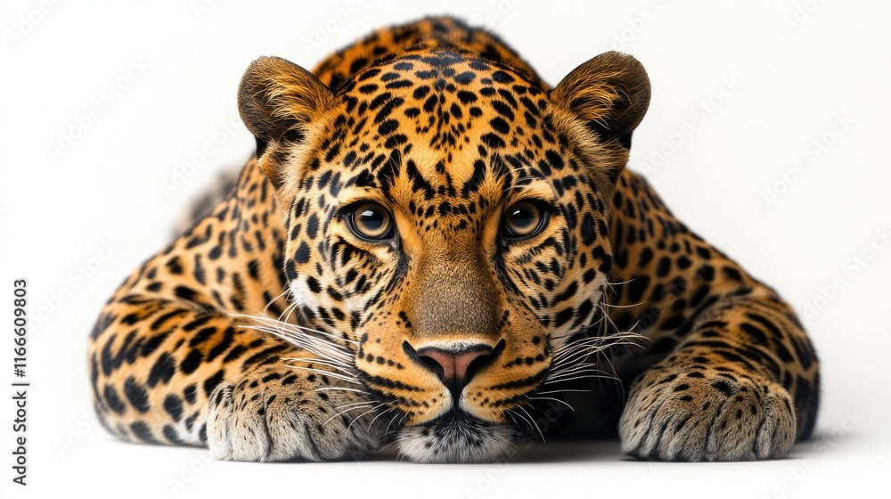 Fototapeta premium A close-up of a resting leopard with striking fur patterns.