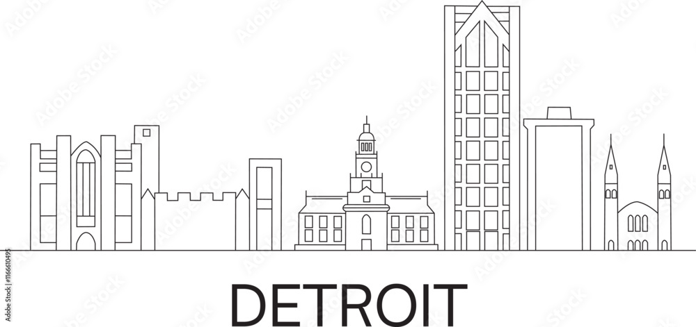 Obraz premium Detroit City Line Draw Simple Minimalist
