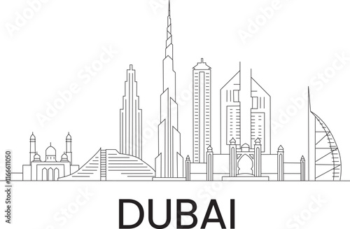 Dubai City Line Draw Simple Minimalist 
