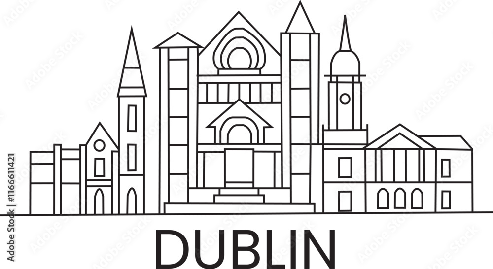 Dublin City Line Draw Simple Minimalist Dublin City Line Draw Simple Minimalist