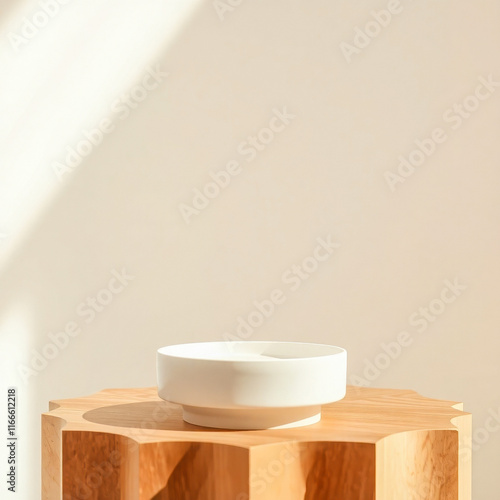 white bowl on carved wooden table