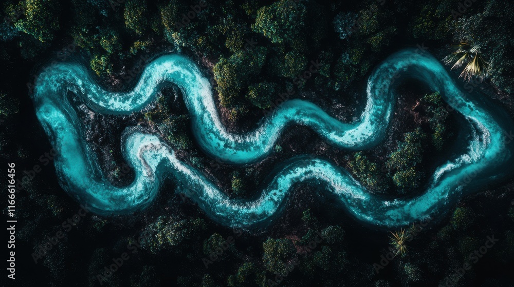 Serene Winding River Through Lush Forest Serene Winding River Through Lush Forest