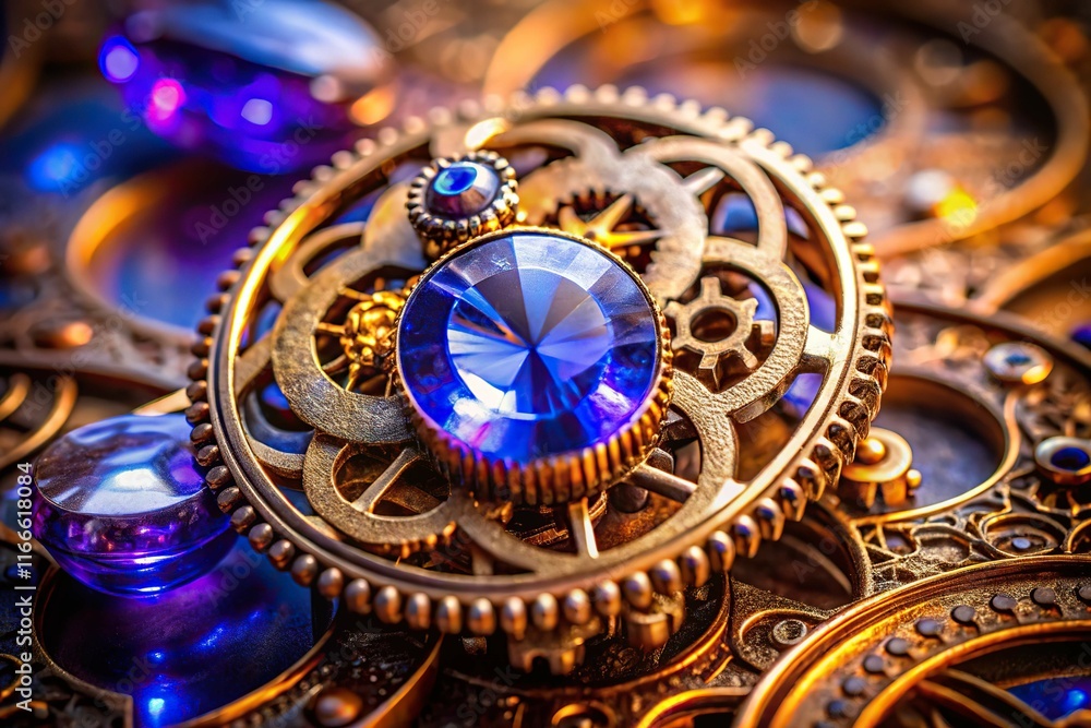 Steampunk Tanzanite: Rippling Gem, Cyberpunk Gear, Victorian Era, Memorable Photo Steampunk Tanzanite: Rippling Gem, Cyberpunk Gear, Victorian Era, Memorable Photo