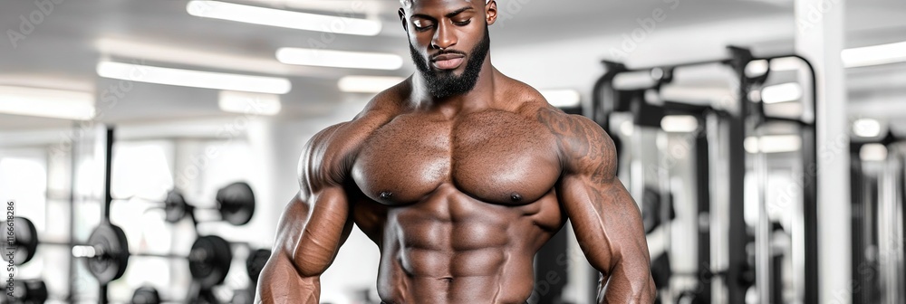 body builder flexing in gym body builder flexing in gym