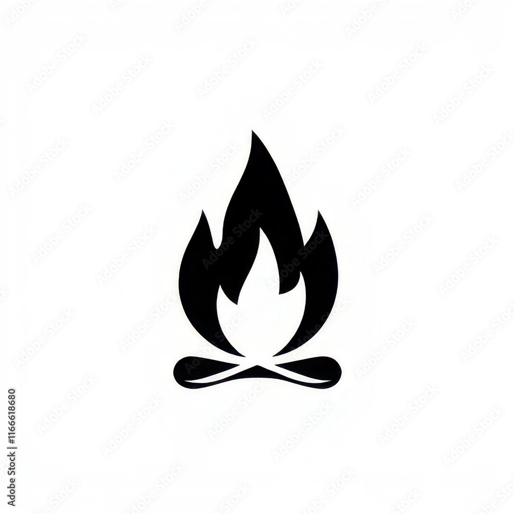 black and white fire icon in white backround black and white fire icon in white backround
