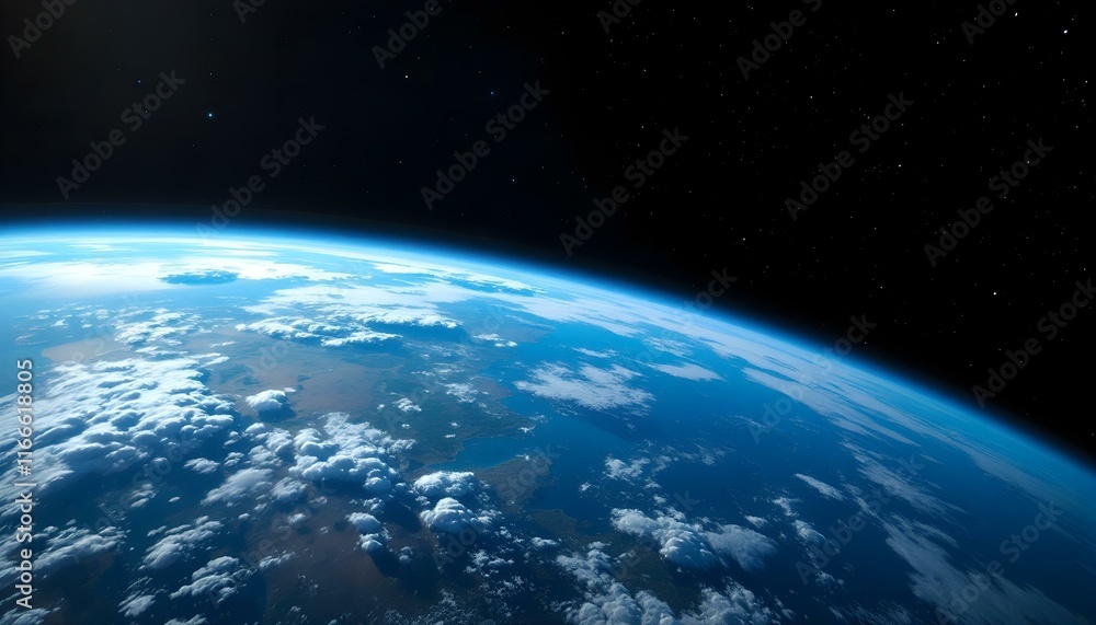 Fototapeta premium The Earth bathed in sunlight, presenting a stunning perspective of our planet in the cosmos