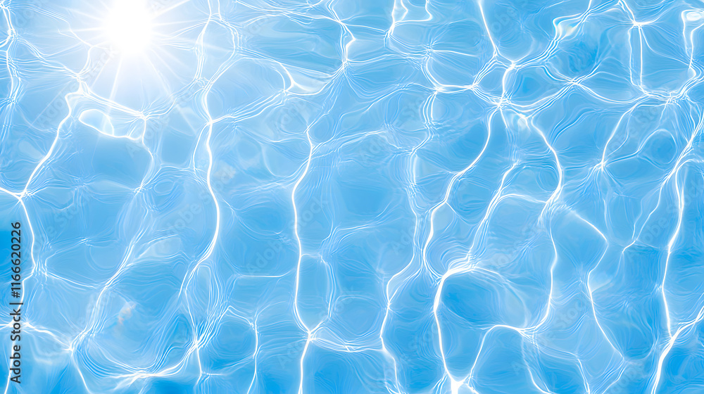 Obraz premium serene blue water surface reflecting sunlight, creating tranquil atmosphere. gentle ripples and patterns evoke sense of calm and relaxation