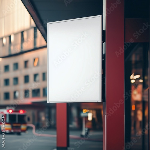 Close-up of white sign at fire station, integrates emergency services.