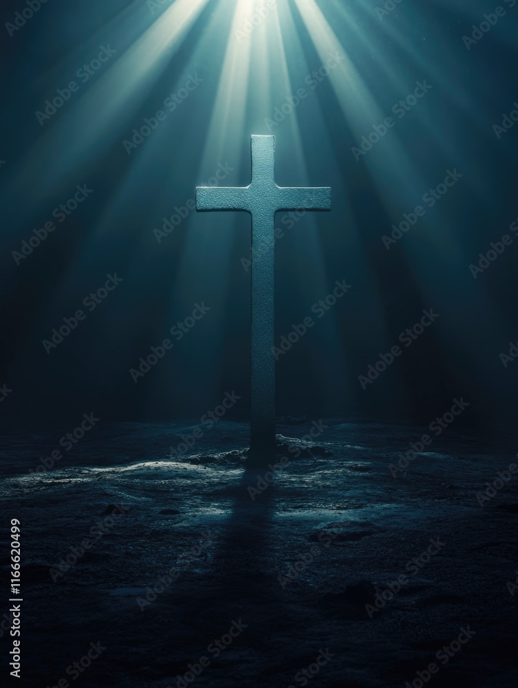 Fototapeta premium Cross in Sunlit Field