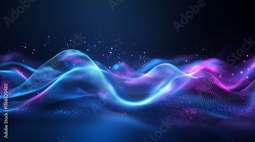 abstract wavy surface with glowing particles in it