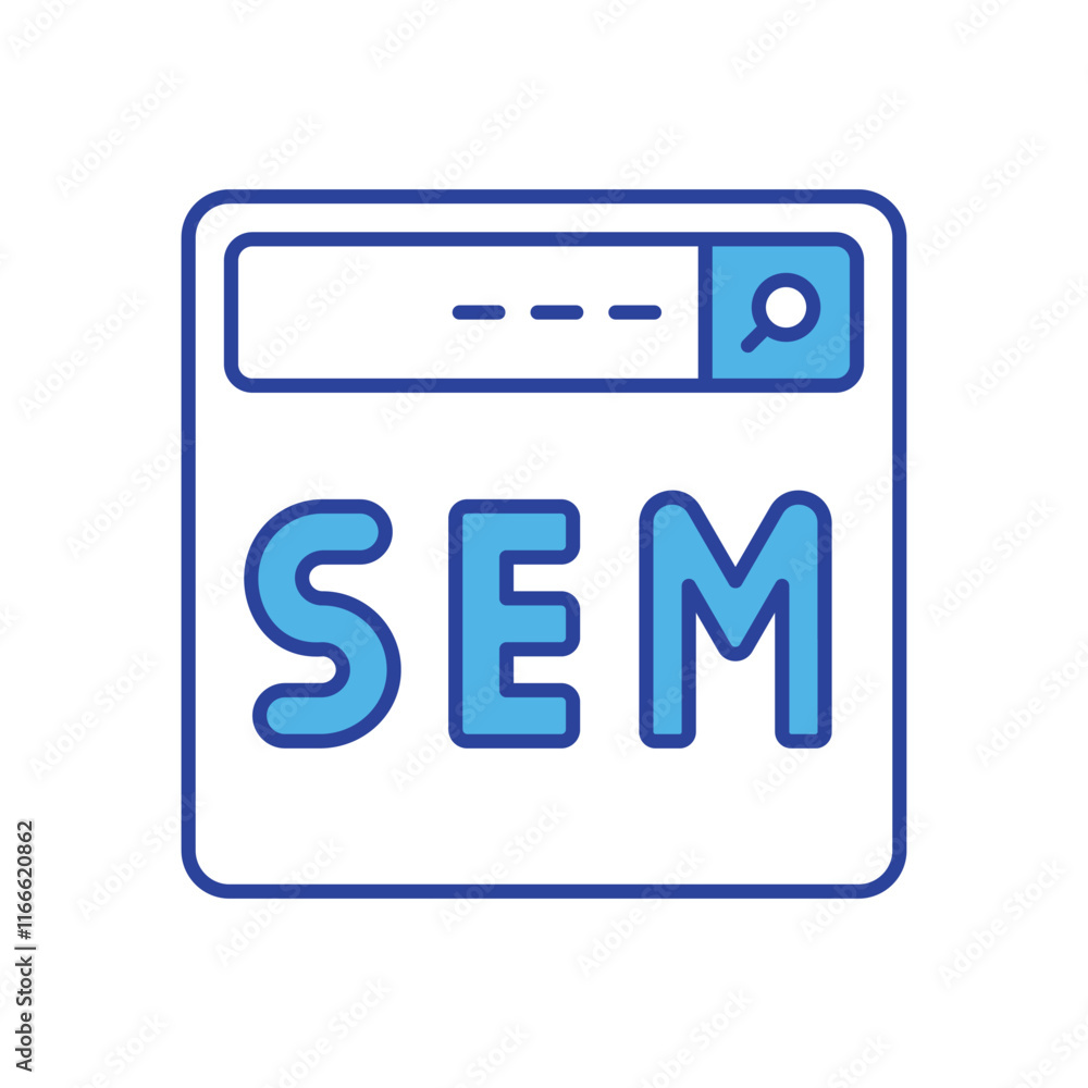 Sem icon isolated on a white background. Vector illustration. Sem icon isolated on a white background. Vector illustration.