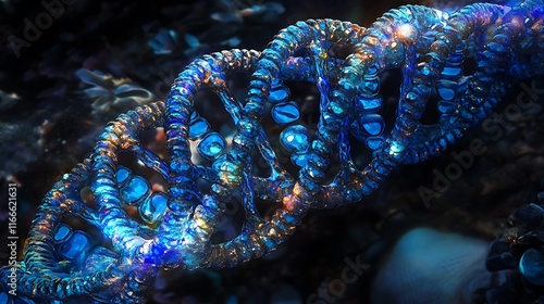 Biochemistry background with high tech dna molecule photo