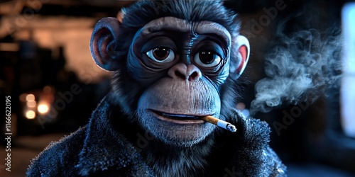 monkey smoking cigarette photo