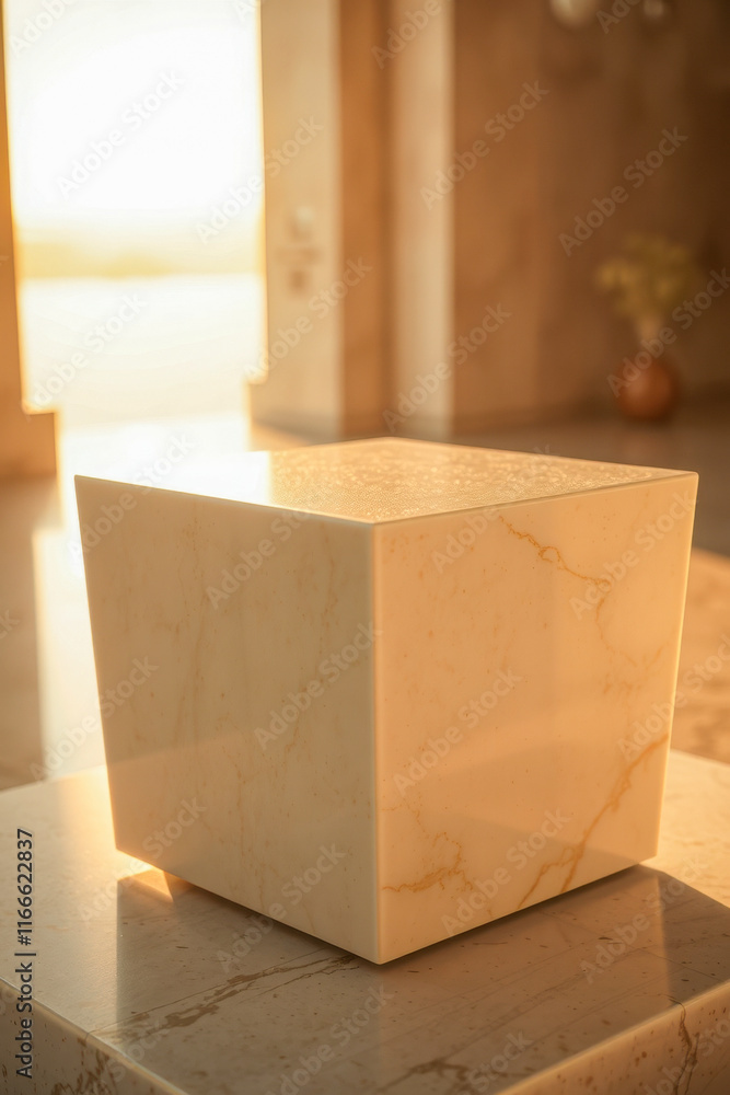 illuminated beige marble block illuminated beige marble block