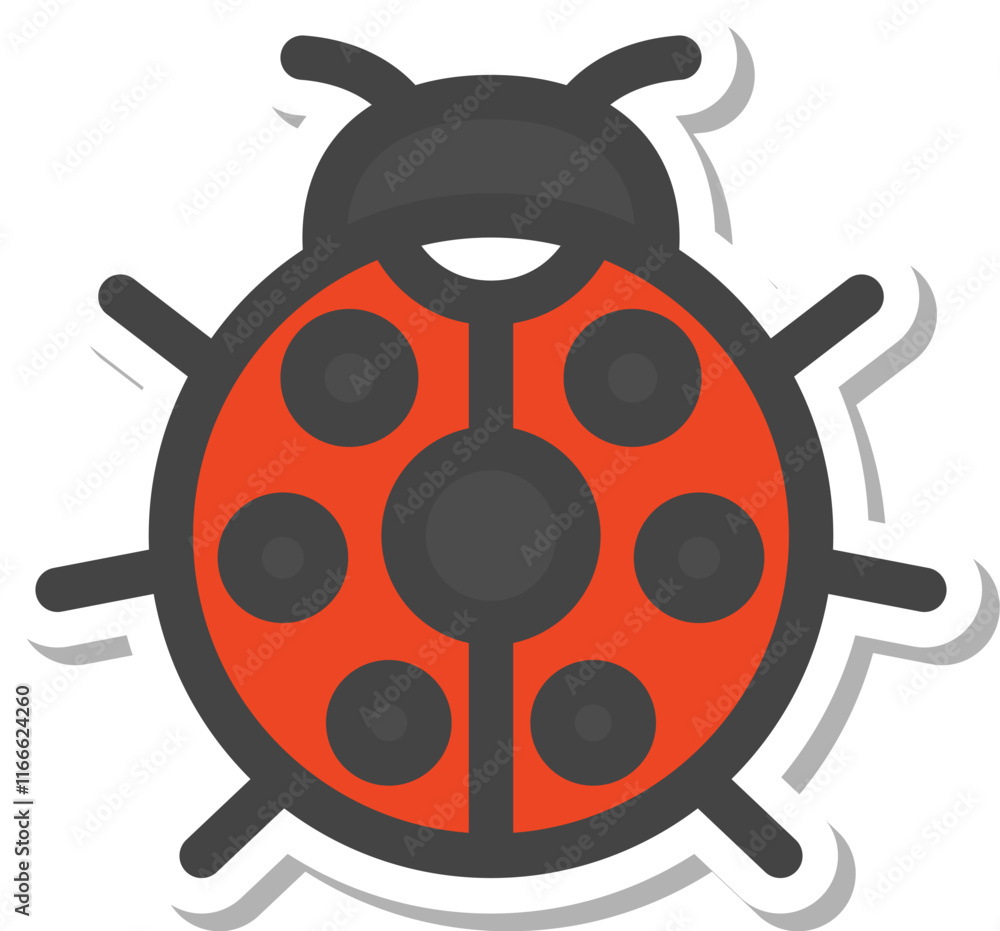 Obraz premium ステッカー風ミニ昆虫の単品アイコン てんとう虫