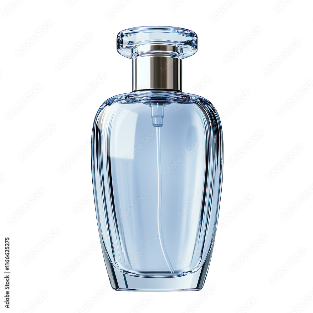 Elegant glass perfume bottle with a sleek design.