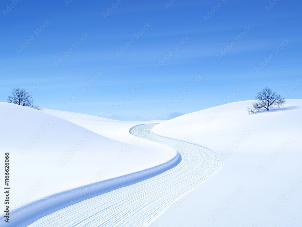 Winter Wonderland: A Sleigh on a Snowy Path