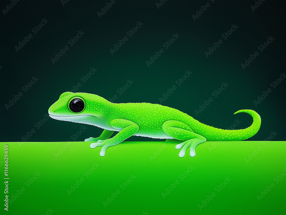 Obraz premium Lime Gecko Sticky Situation Captured