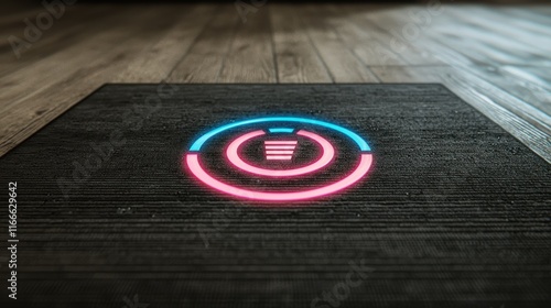 Futuristic Interactive Floor Mat with Glowing Neon Design