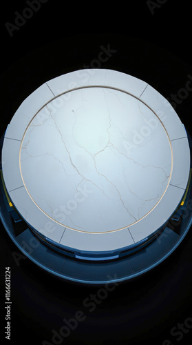circular platform with marble top dark base