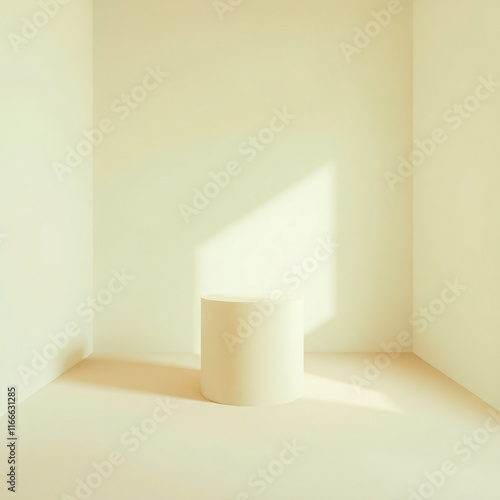 cylindrical pedestal a minimalist room photo