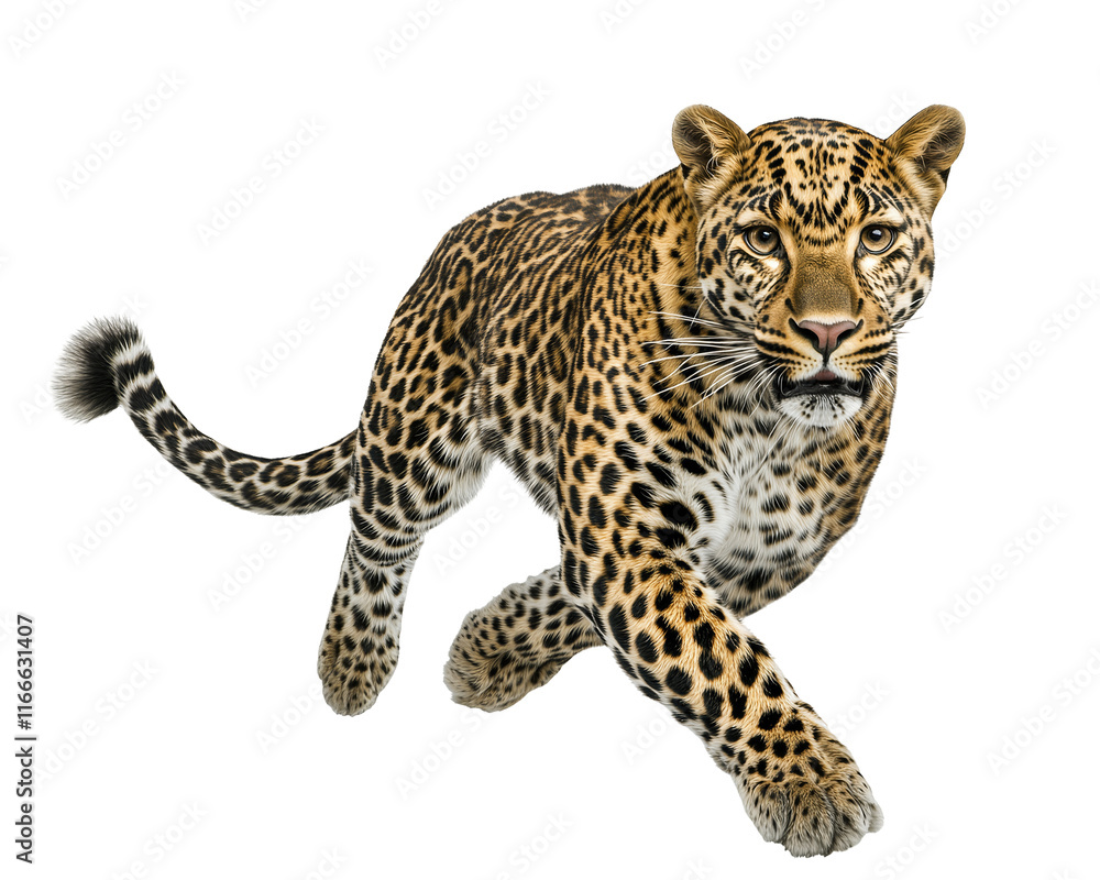 Fototapeta premium Isolated Leopard Running Side View