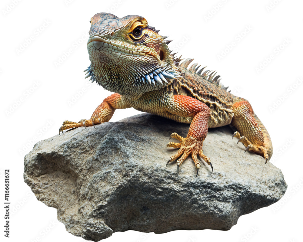 Obraz premium Isolated Bearded Dragon on Rock