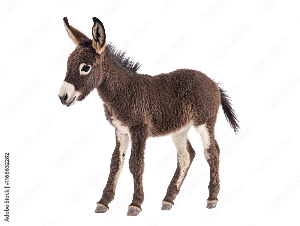 Fototapeta premium Isolated Baby Donkey Standing