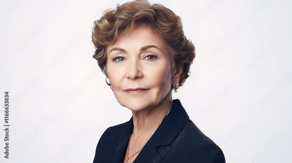 Confident Senior Woman with Short Hair in Professional Portrait Confident Senior Woman with Short Hair in Professional Portrait