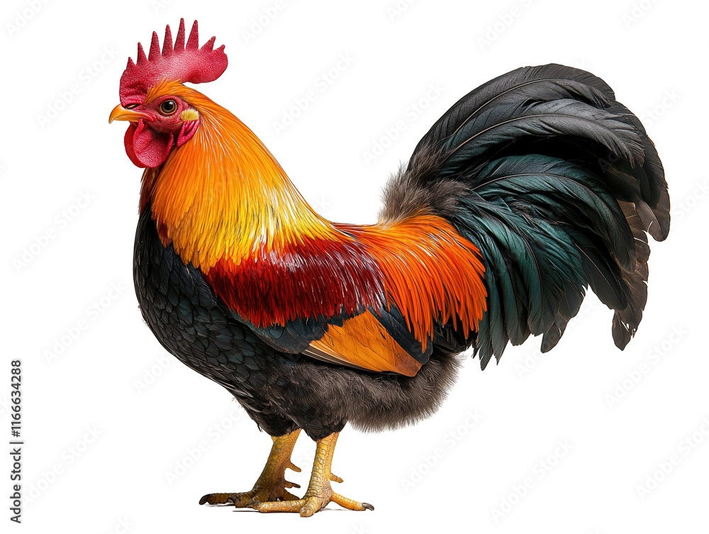 Fototapeta premium Isolated Colorful Rooster Standing