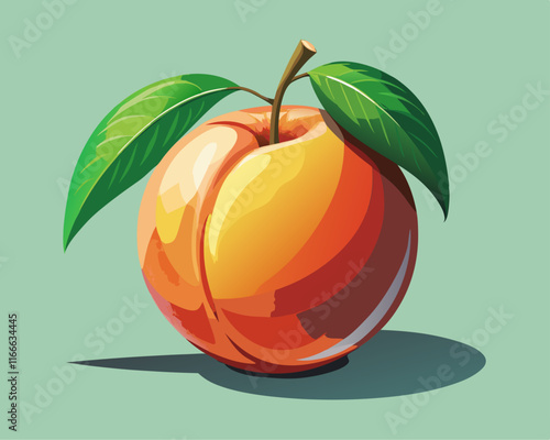 A single ripe peach with a velvety surface, displayed on a soft lime green background