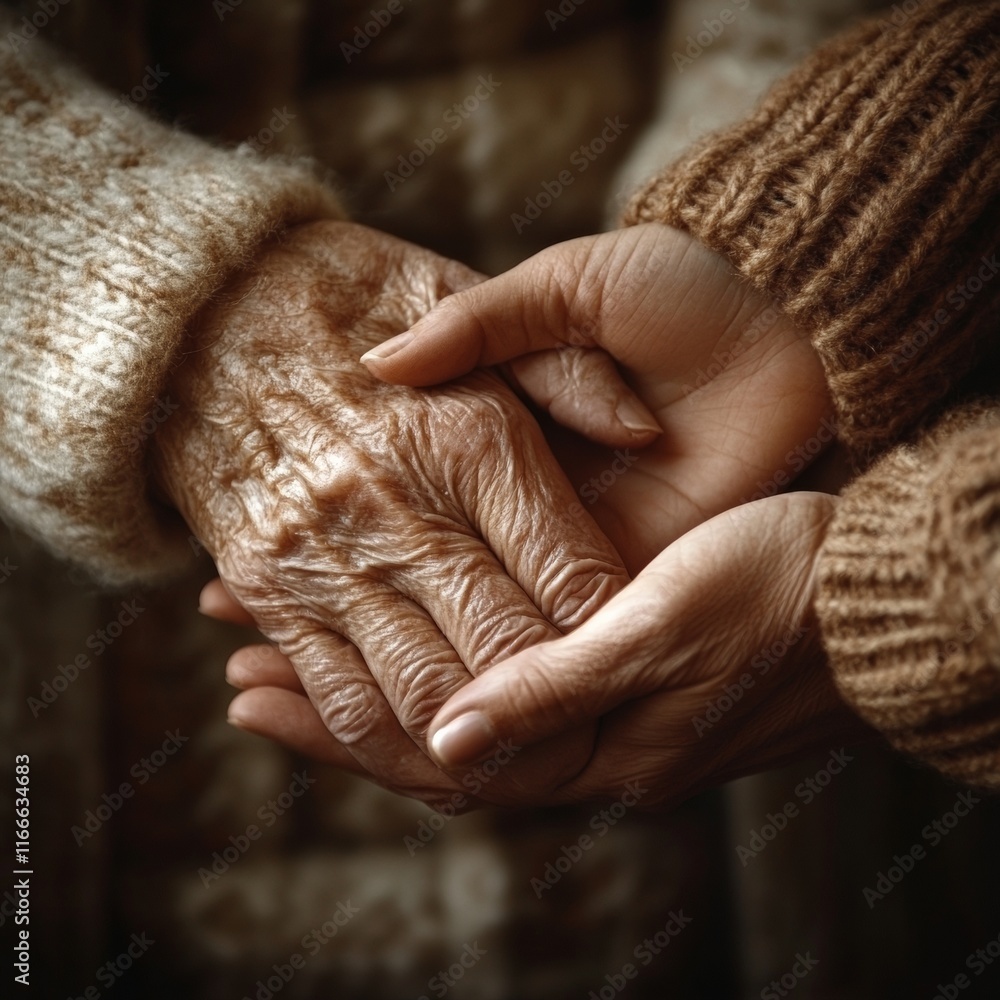 Fototapeta premium Gentle Support Hands Conveying Compassionate Connection in Warm Light