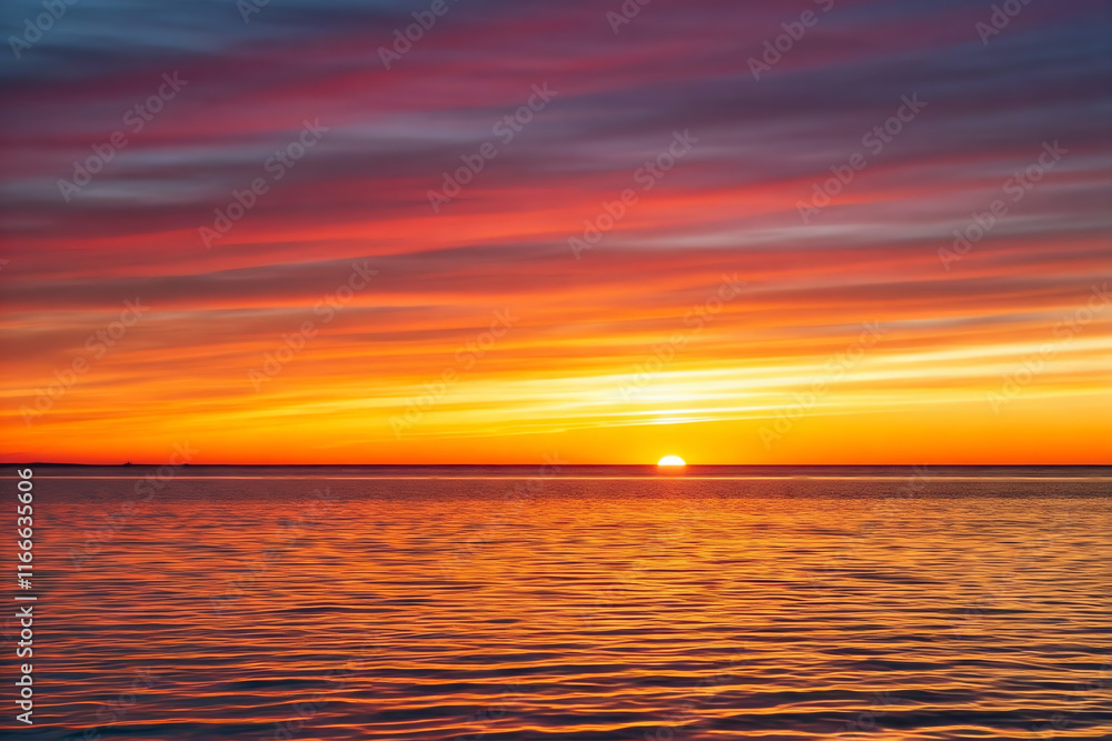 Golden hour sunset illuminating ocean waves crashing on sandy sea beach with colorful cloud sky Golden hour sunset illuminating ocean waves crashing on sandy sea beach with colorful cloud sky