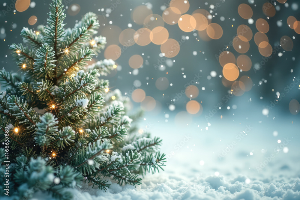 illuminated snow-covered evergreen winter setting illuminated snow-covered evergreen winter setting