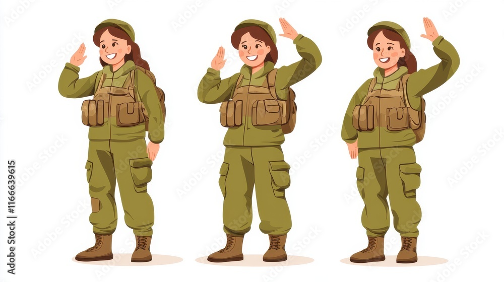 Smiling Female Soldier in Uniform Smiling Female Soldier in Uniform