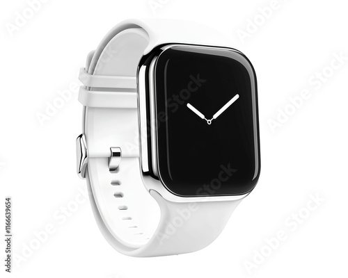 Isolated White Smartwatch with Black Screen